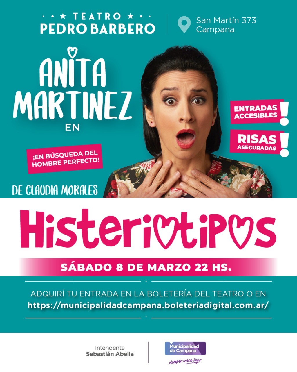 El próximo sábado 8 Anita Martínez se presentará en el Teatro Pedro Barbero