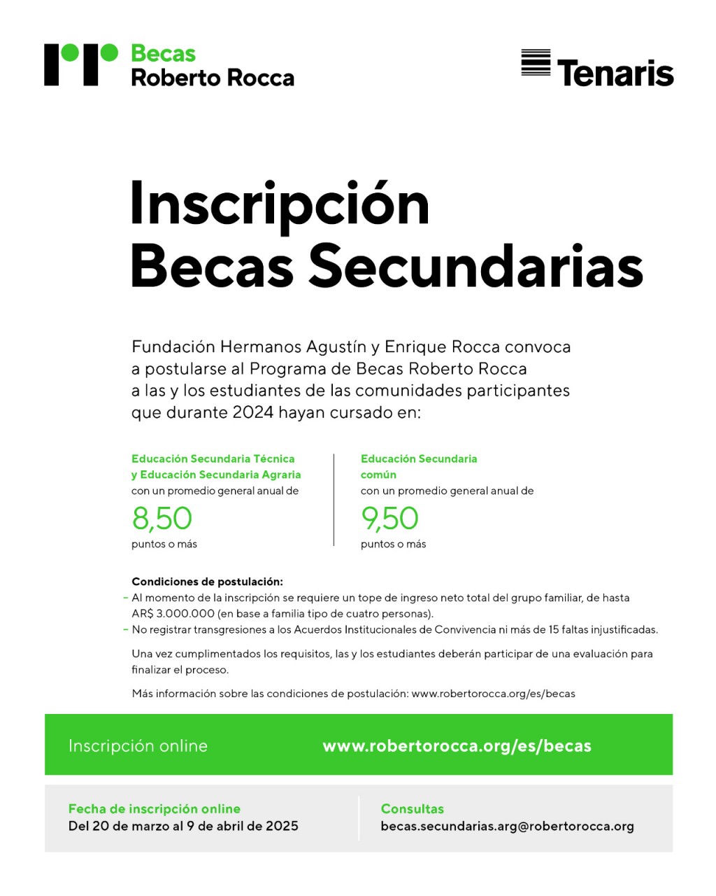 Comenzó la inscripción a las Becas Roberto Rocca