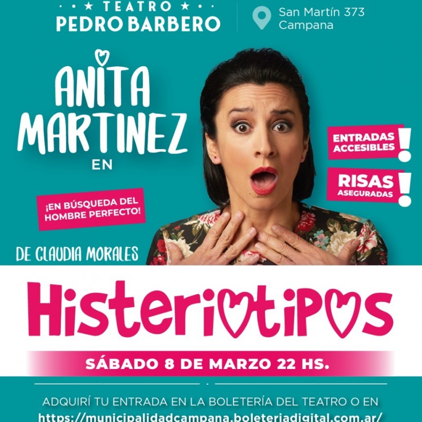 El próximo sábado 8 Anita Martínez se presentará en el Teatro Pedro Barbero