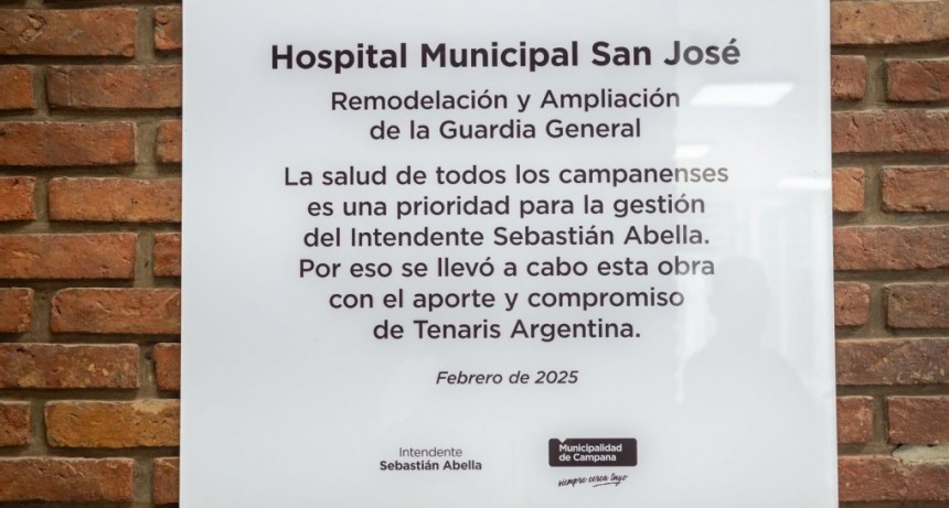 Tenaris y el Municipio de Campana inauguraron la nueva Guardia del Hospital San José