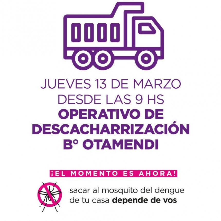 Dengue: este jueves el operativo de descacharrización se realizará en Otamendi 