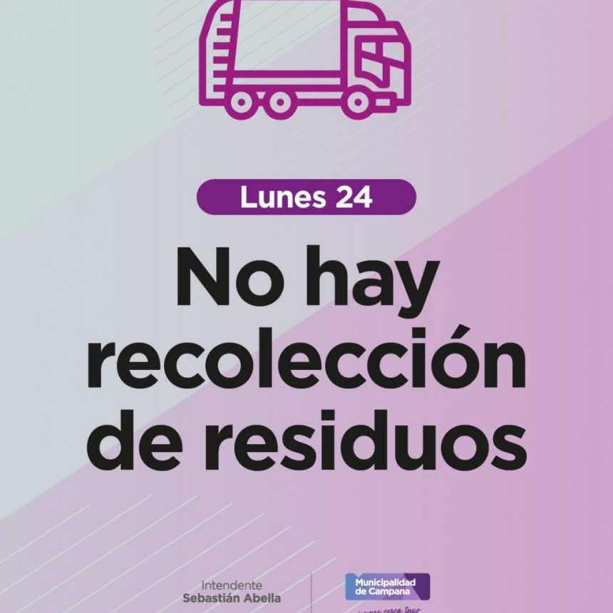 El lunes no habrá recolección domiciliaria de residuos