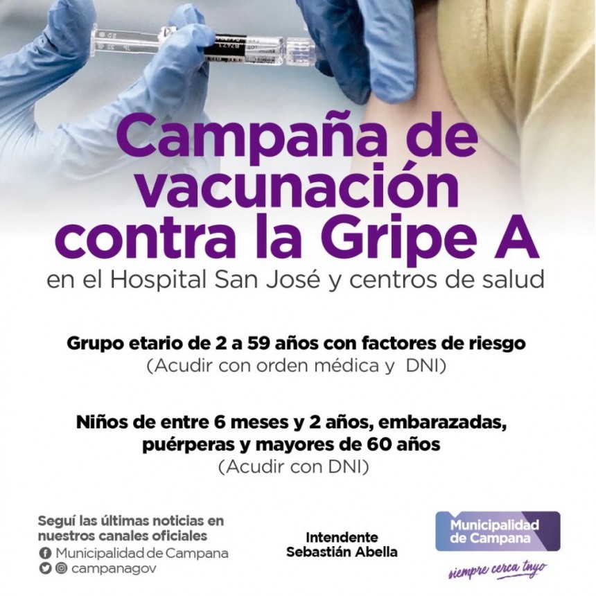 La vacuna contra la Gripe A est&aacute; disponible para todos los grupos etarios 