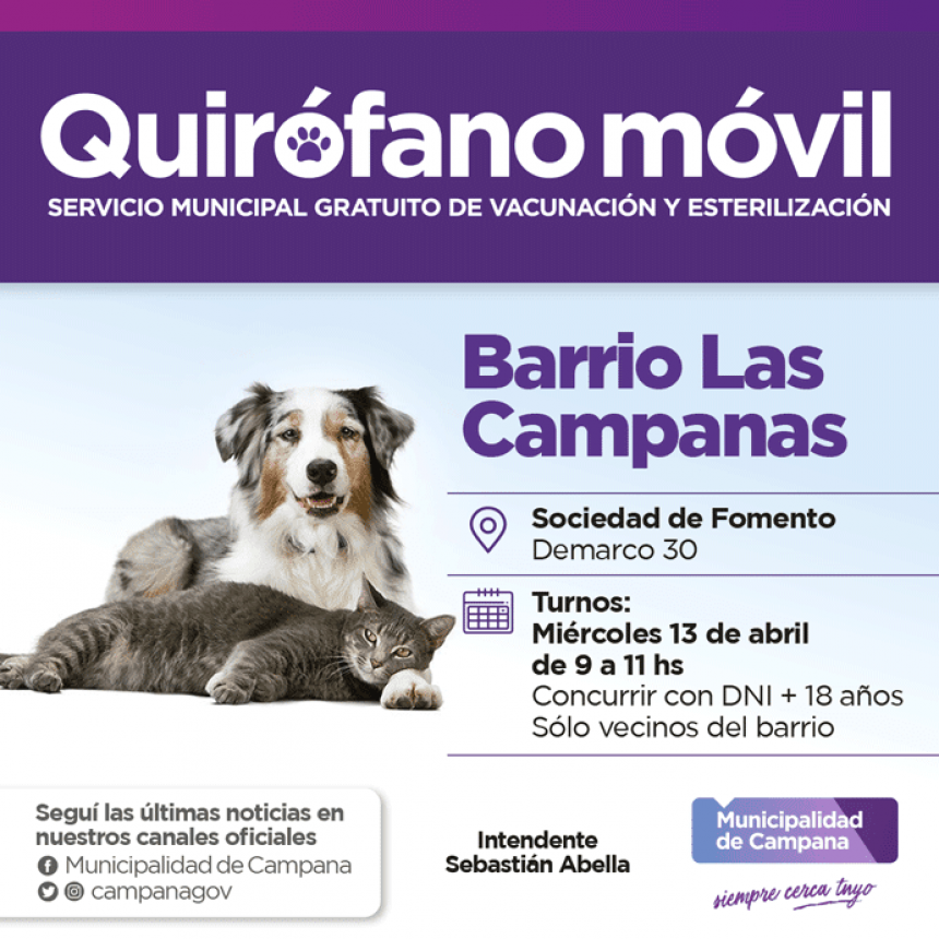 El quirófano móvil del Municipio estará en el barrio Las Campanas   