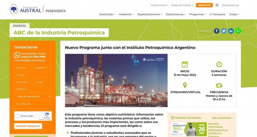 Austral lanzan la 2da. edición del programa ABC de la Industria Petroquímica