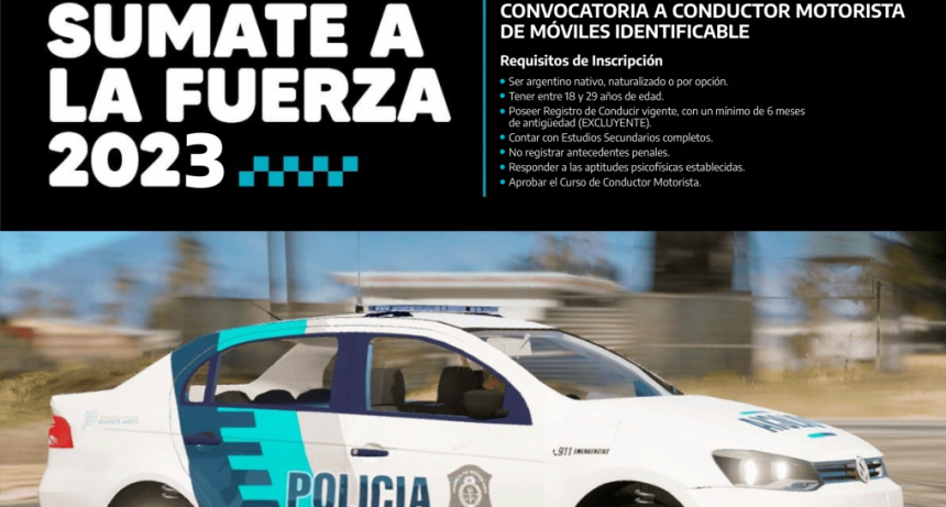 Se lanzó la convocatoria local para conductores de móviles policiales
