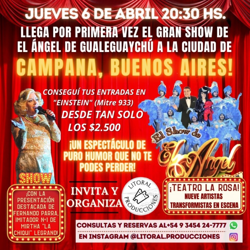 Esta noche llega el Show del Angel a Campana