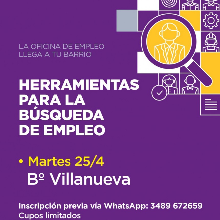 El Municipio brindará un taller de orientación laboral en Villanueva