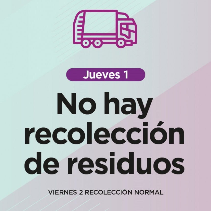Este jueves no habrá recolección domiciliaria de residuos