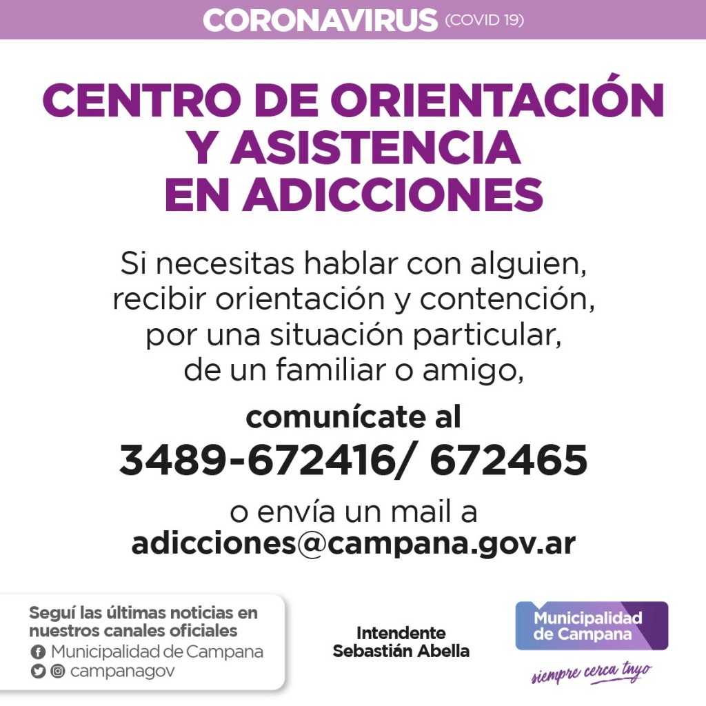 El Centro de Orientación y Asistencia en Adicciones recuerda sus vías de comunicación 