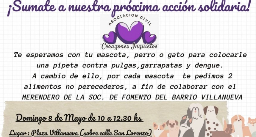 Corazones Inquietos realiza acción solidaria en  Barrio Villanueva