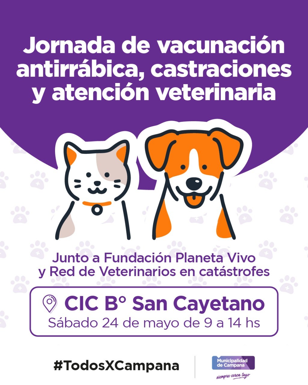 San Cayetano: este sábado habrá una jornada especial de castración y atención a mascotas