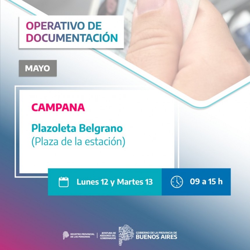 Nuevos operativos de documentación llegan a Campana
