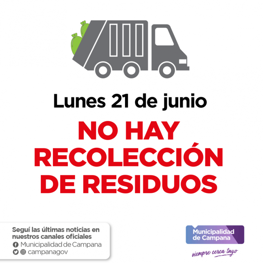 Por el feriado, hoy no habr&aacute; recolecci&oacute;n de residuos