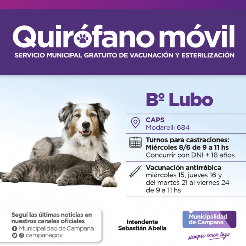 El quirófano móvil estará en el barrio Lubo