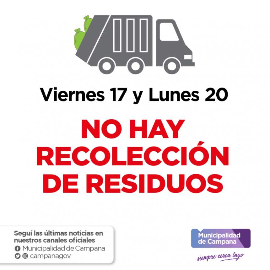 Recolección de residuos: informan el cronograma para el fin de semana largo