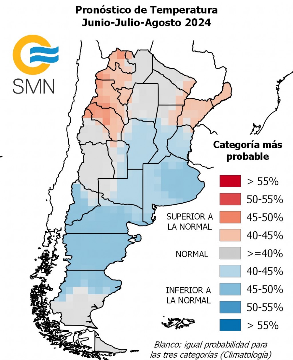 El Servicio Meteorológico Nacional emitió el pronóstico climático para el trimestre junio-julio-agosto