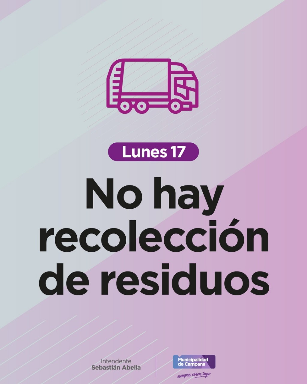 El lunes no habrá recolección de residuos 