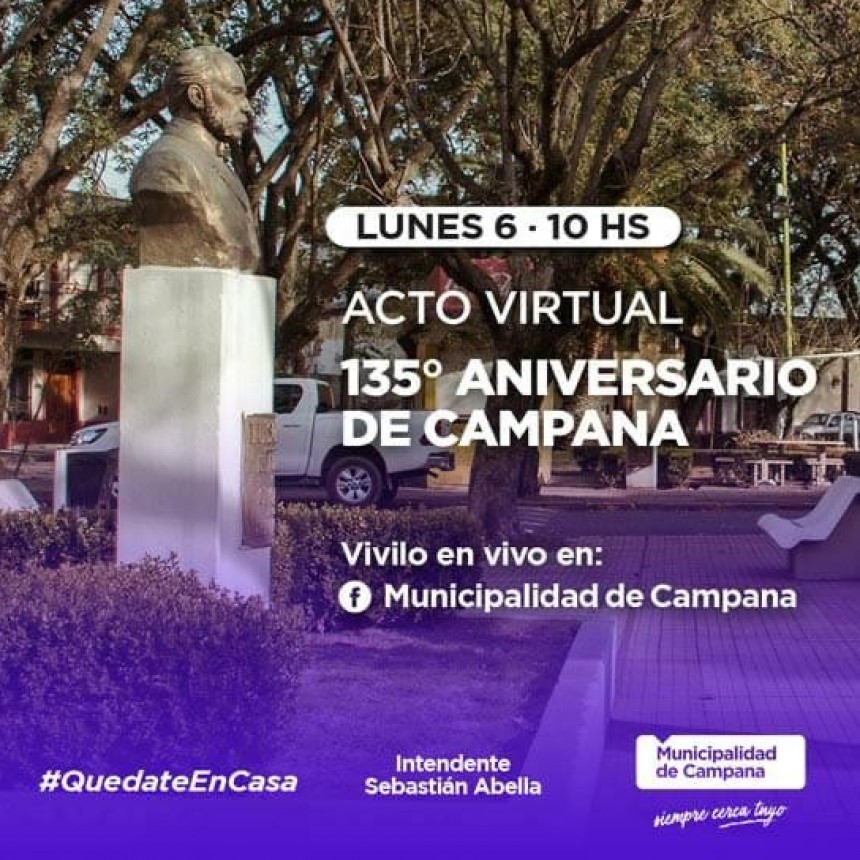 Con un acto virtual, la ciudad celebrar&aacute; su 135&deg; aniversario 