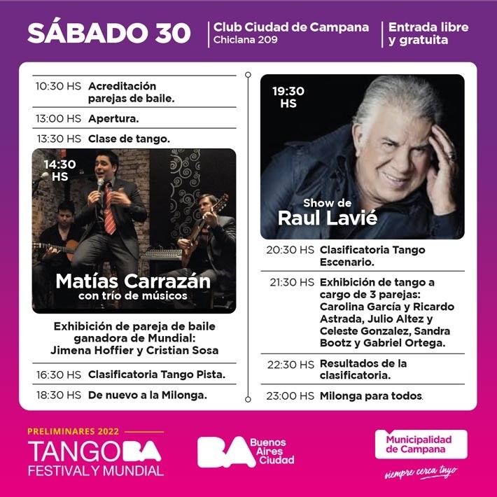Todo listo para el Preliminar del Mundial de Tango de Campana que comienza este sábado