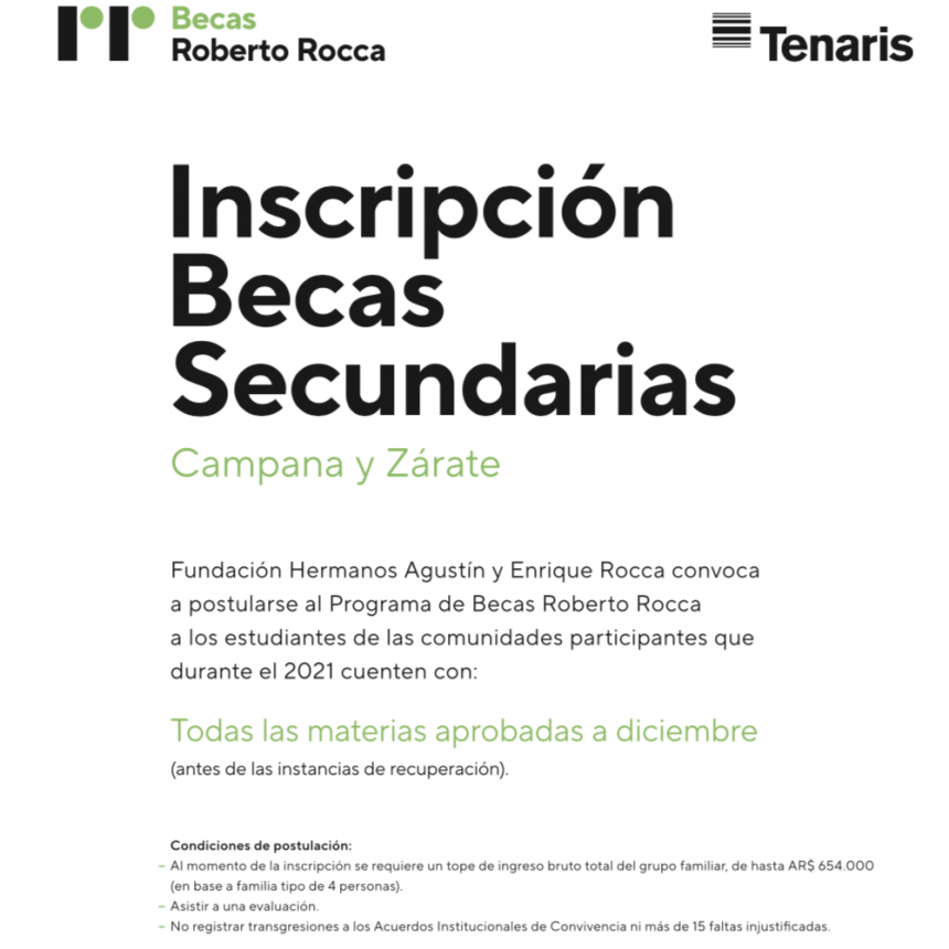 Abrió la inscripción para las Becas Roberto Rocca otorgadas por Tenaris y Fundación Hermanos Rocca