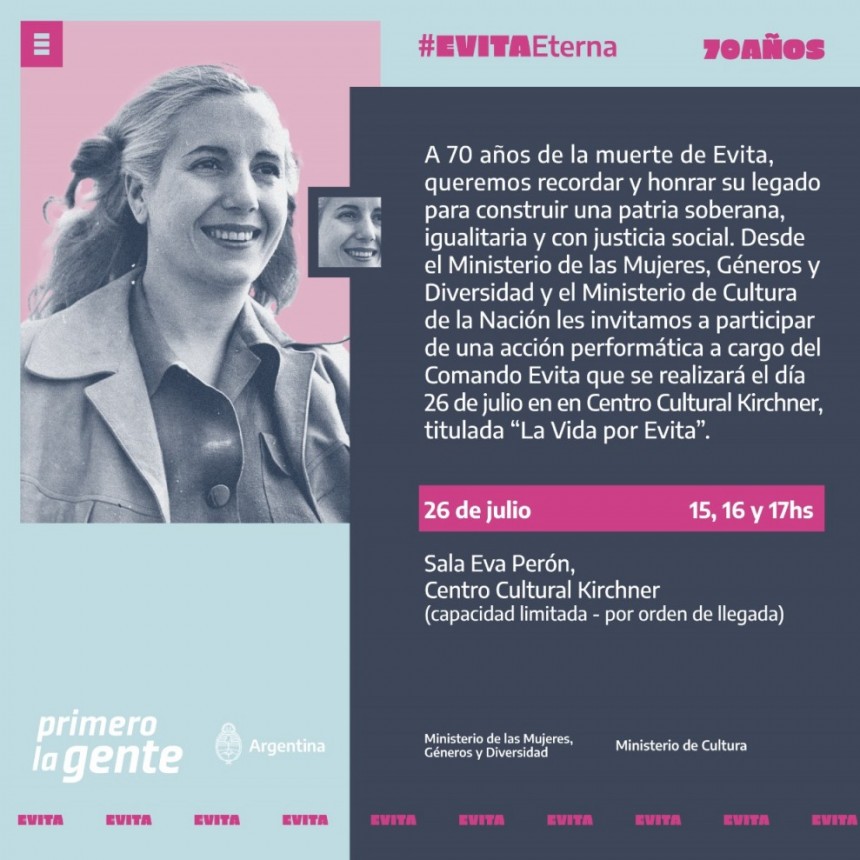 A 70 años de su fallecimiento, el MMGyD recuerda y homenajea a Eva Perón con actividades culturales