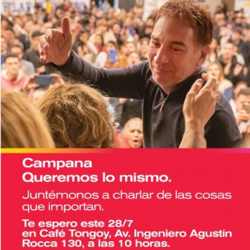 Diego Santilli visitará Campana este viernes y hará un café con vecinos