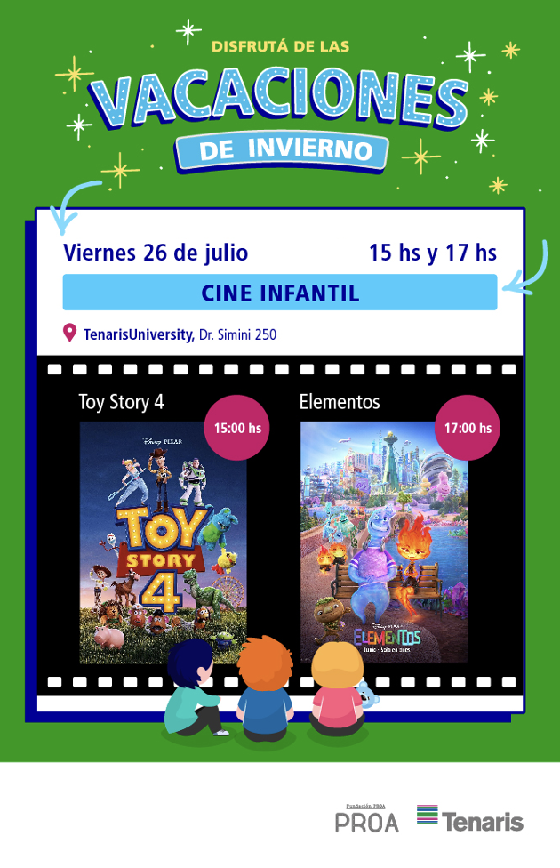 Vacaciones de invierno: doble función de cine infantil en el Auditorio de Tenaris