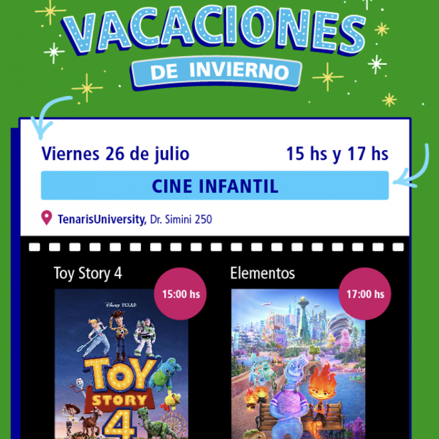 Vacaciones de invierno: doble función de cine infantil en el Auditorio de Tenaris