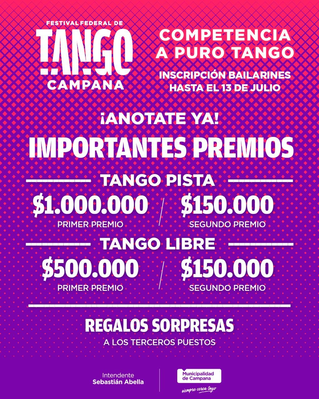 Hasta el domingo 13 está abierta la inscripción al Festival Federal de Tango Campana 2025