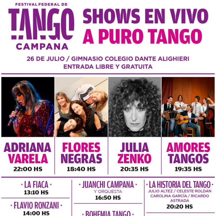 Este sábado, el Festival de Tango Campana tendrá destacados shows en vivo
