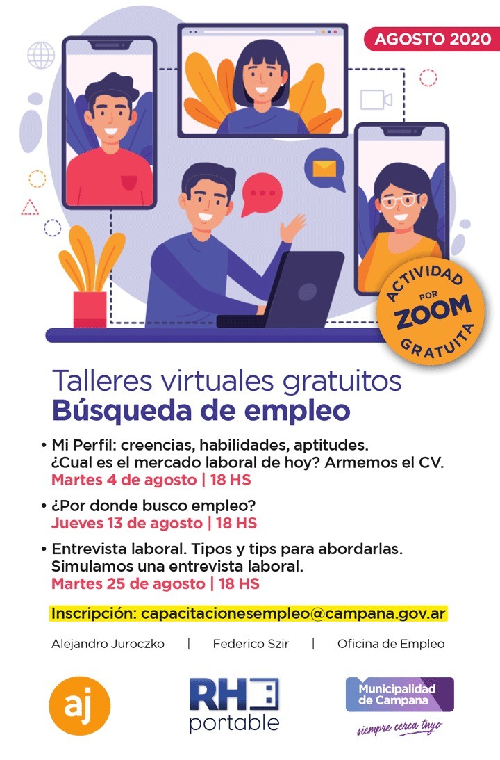 La semana próxima comienzan los talleres virtuales gratuitos de búsqueda de empleo