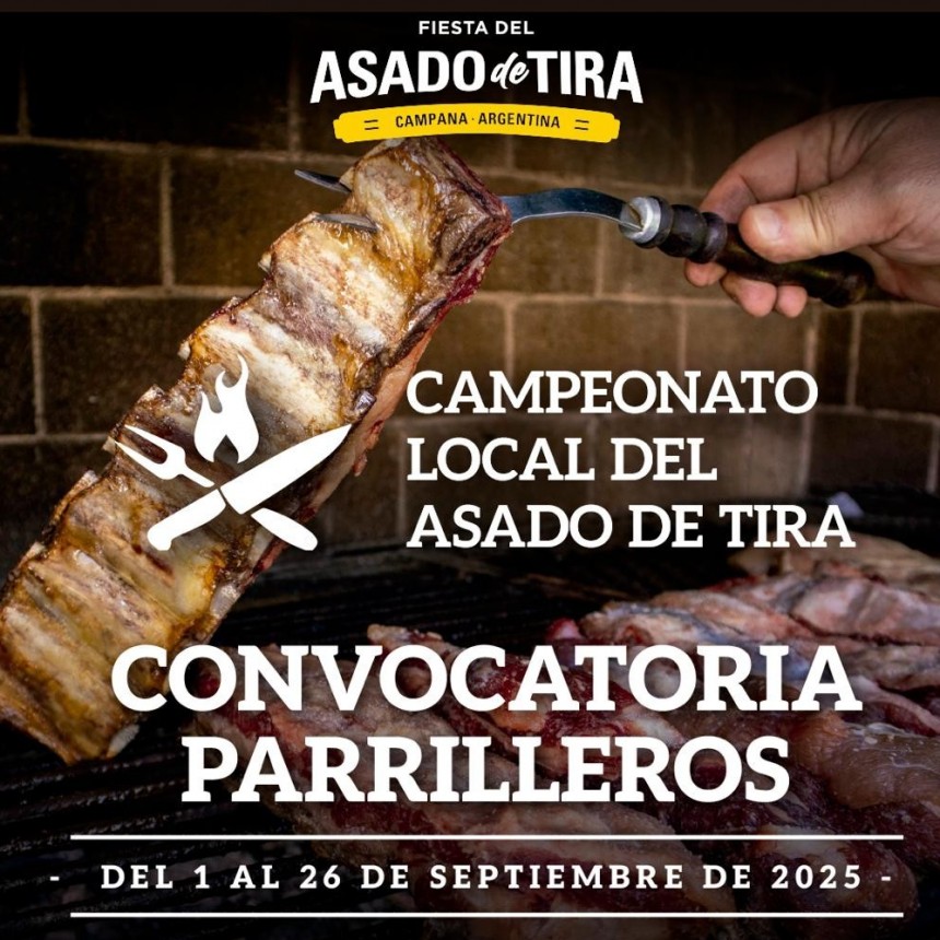Este lunes comienza la inscripción para participar del Campeonato del Asado de Tira