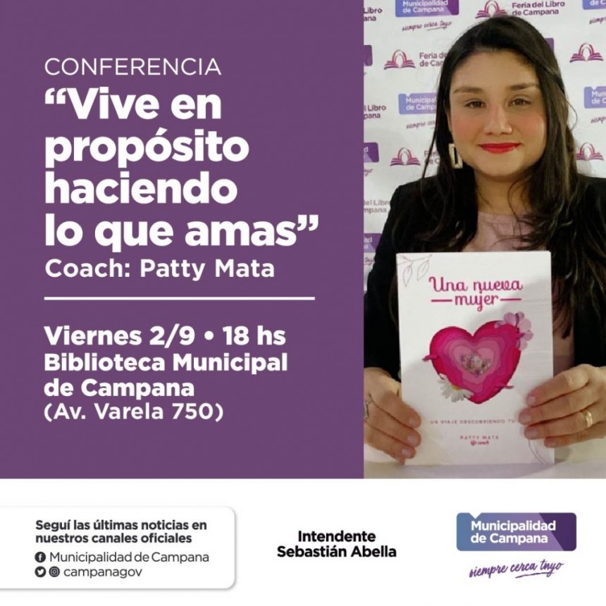 La Biblioteca Municipal será sede de la conferencia “Vive en propósito, haciendo lo que amas”