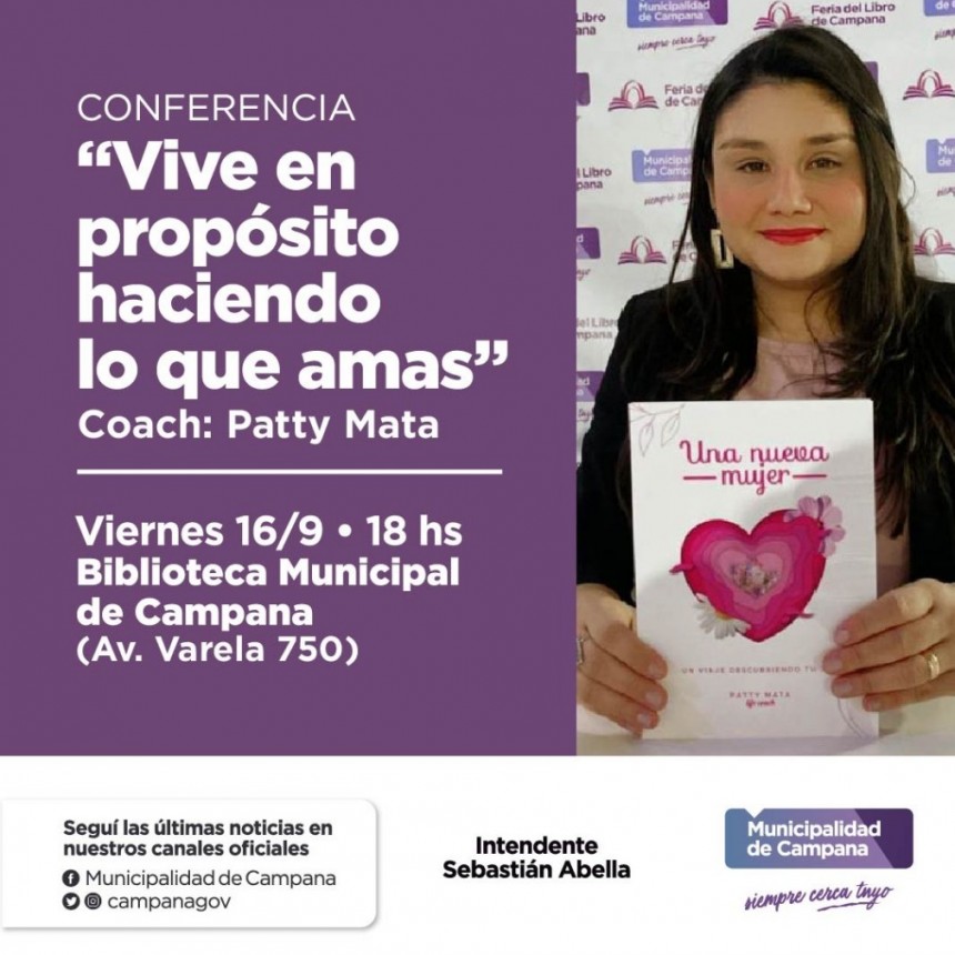 Este viernes se realizará la conferencia : Vive en propósito, haciendo lo que amas