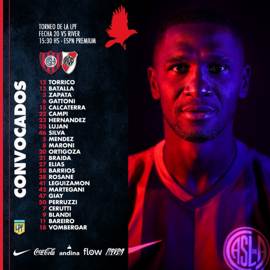 San Lorenzo con plantel confirmado para enfrentar a River Plate