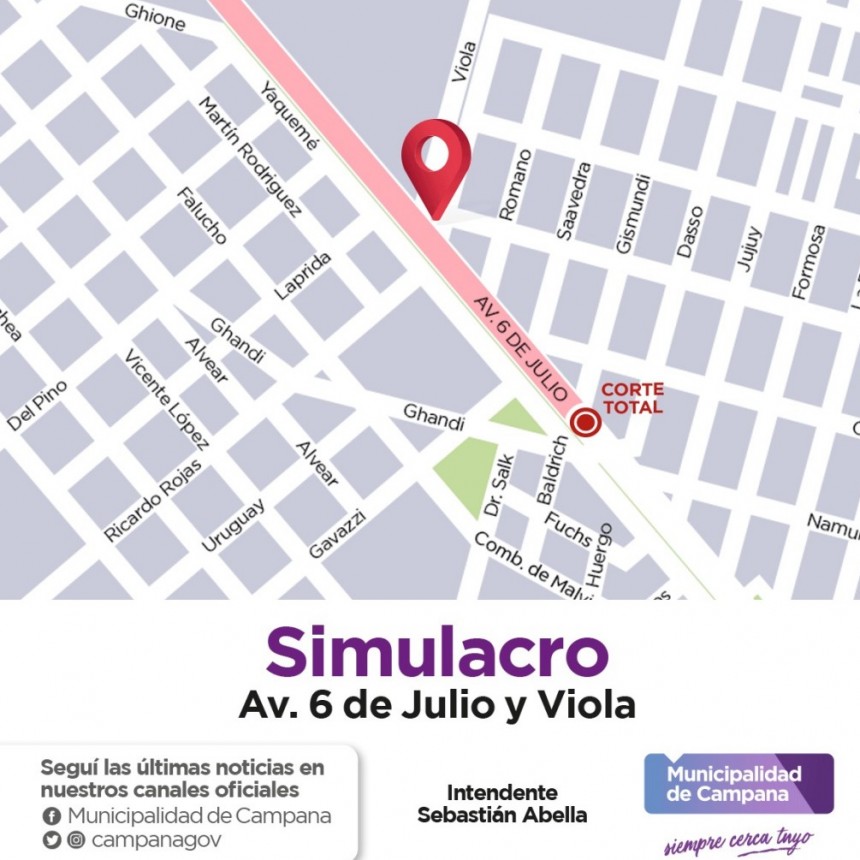 Este sábado se realizará un simulacro de emergencia en la avenida 6 de julio
