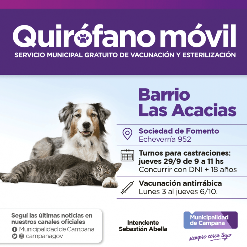 El quirófano móvil del Municipio estará en Las Acacias 
