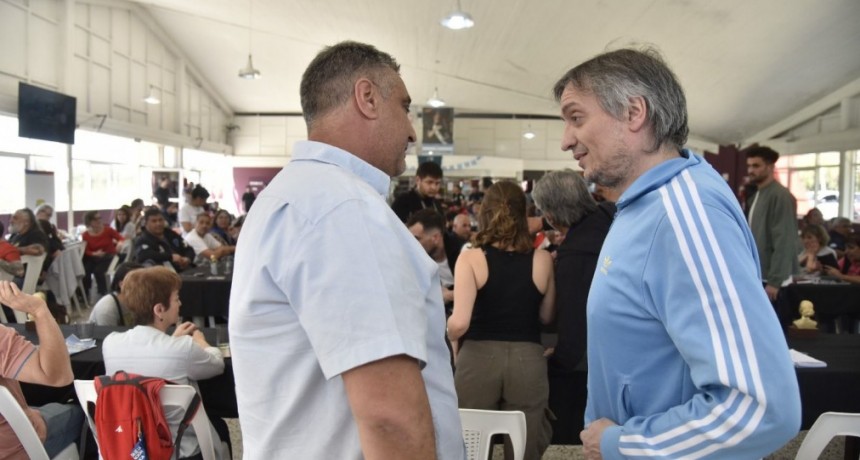 Carlos Ortega y Máximo Kirchner en el Encuentro de la Rama Sindical PJ