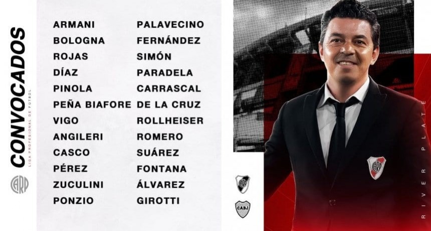 River Plate confirm&oacute; los jugadores convocados para el Cl&aacute;sico