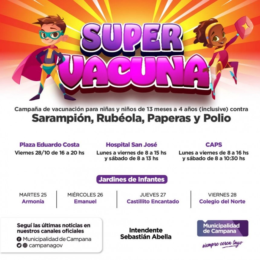 La campaña contra el sarampión, rubéola, paperas y polio, continúa por jardines de infantes privados