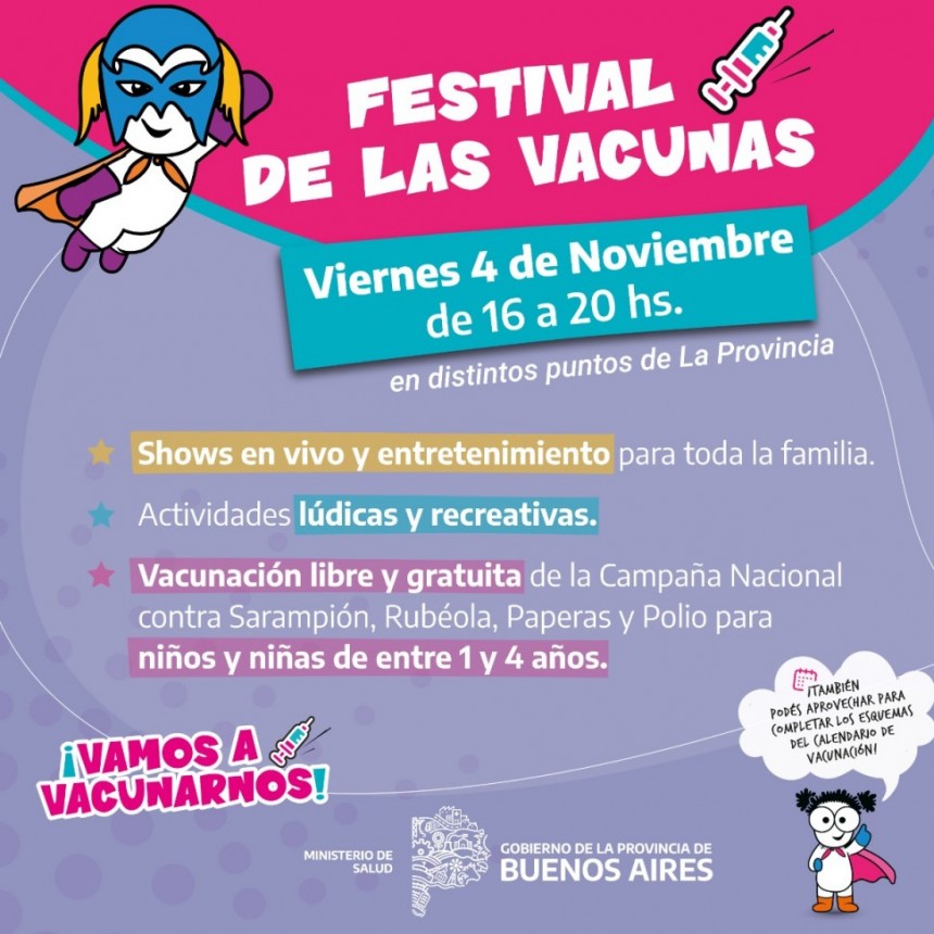 SALUD REALIZA EL “FESTIVAL DE LAS VACUNAS” EN DISTINTOS PUNTOS DE LA PROVINCIA 