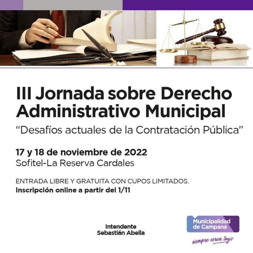 Se realizará la “III Jornada de Derecho Administrativo Municipal”