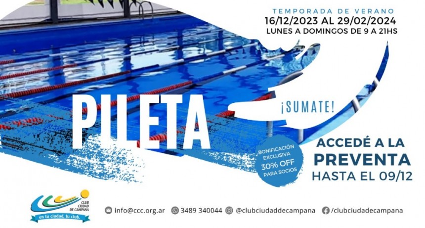 El Club Ciudad de Campana tiene una promo para tirarse a la pileta