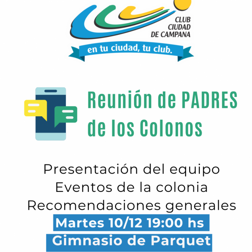 El Club Ciudad de Campana convoca a los padres a una reunión informativa para la Colonia de Verano