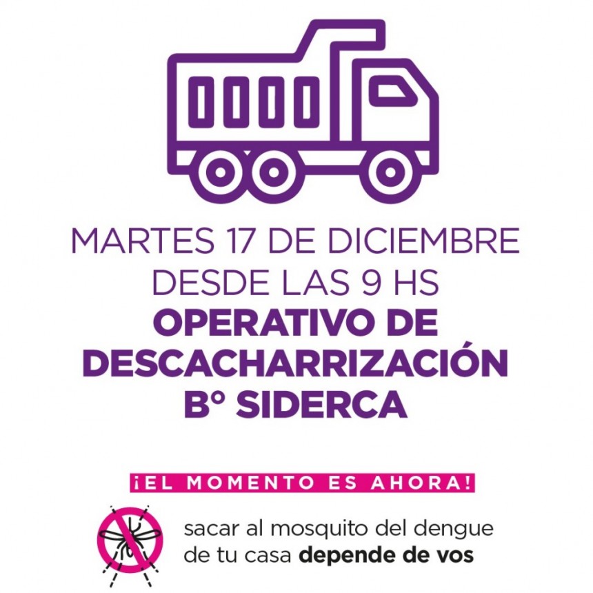 Dengue: este martes el operativo de descacharrización se realizará en el barrio Siderca