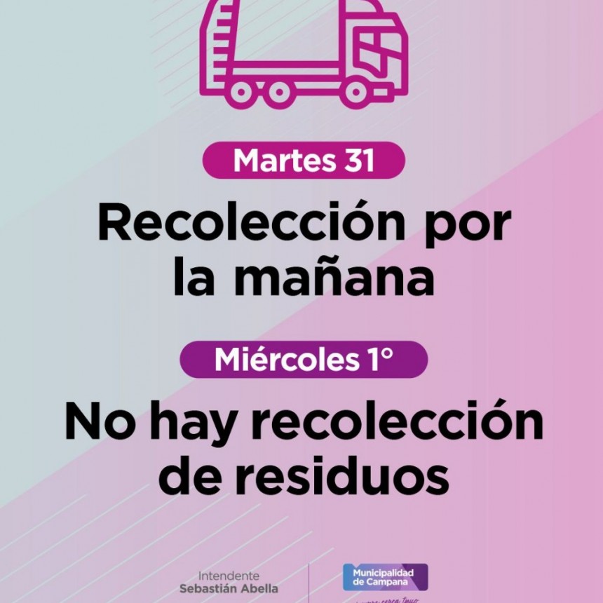 Informan el cronograma de recolección de residuos para Año Nuevo